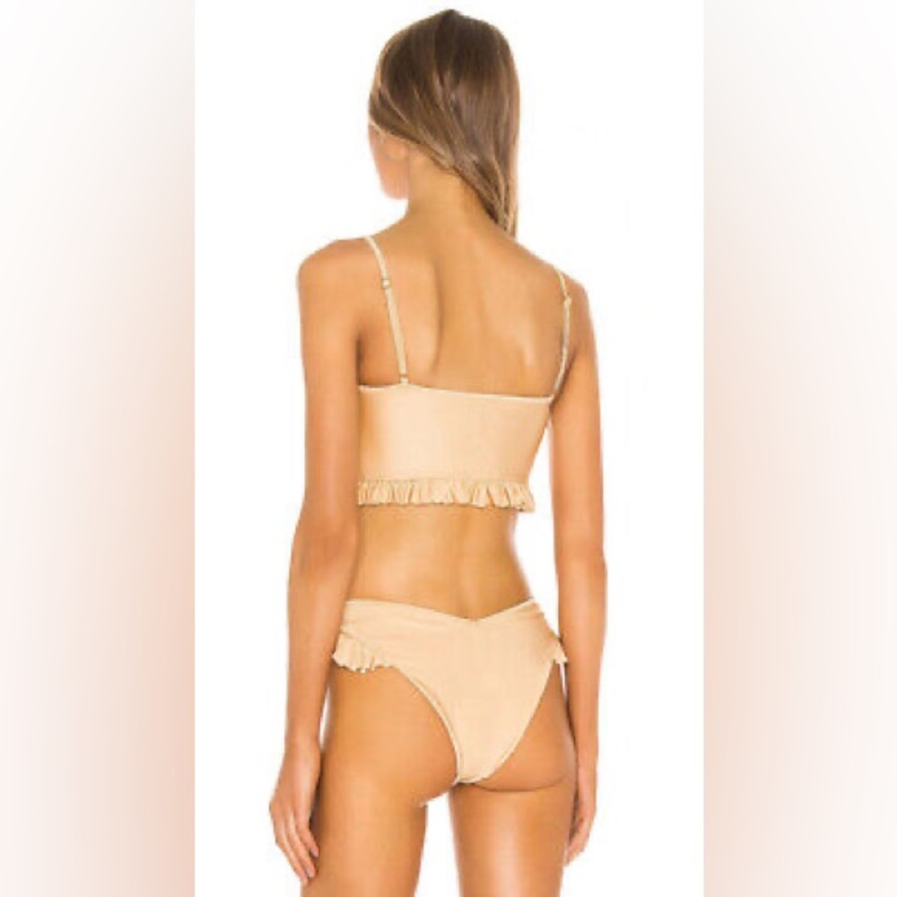 Tularosa Revolve Bali Ruffle Bikini Swim Top in Gold - Picture 4 of 7